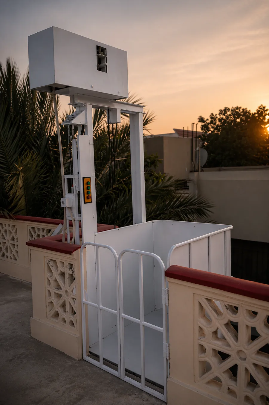 Open-view railing elevator by Vertico Elevators in a Pakistani home