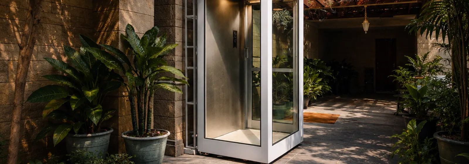 Vertico home elevator installed in the courtyard of a Karachi residence