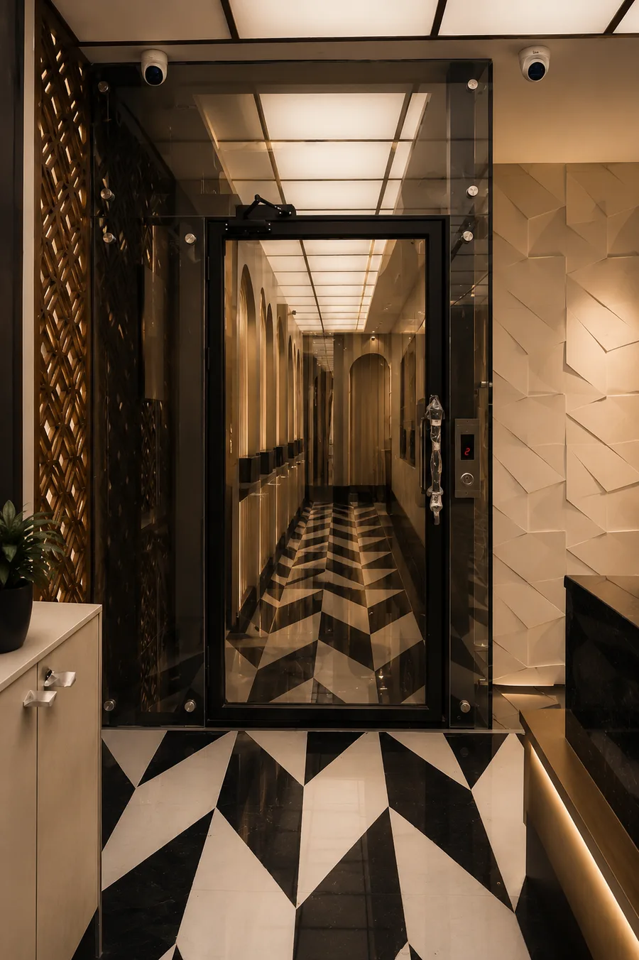 Steel framed glass home elevator by Vertico Elevators