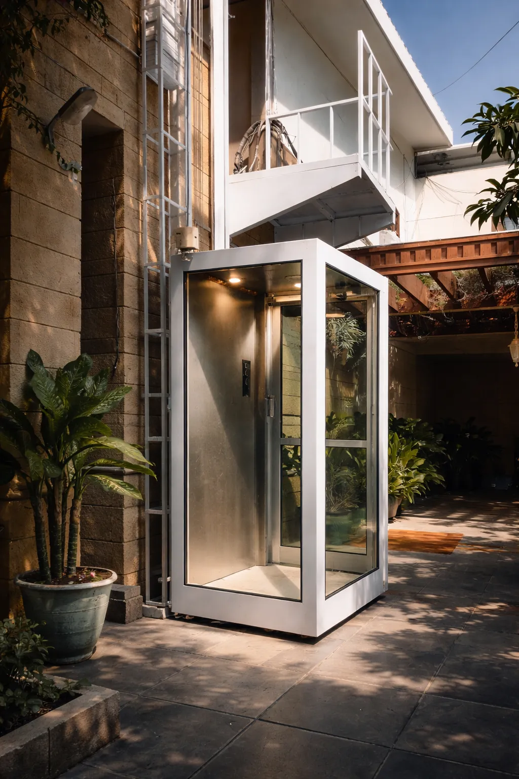 GlassCore full-glass home elevator cabin in a modern living space