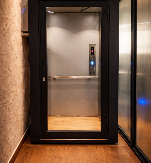 sleek modern indoor glass elevator